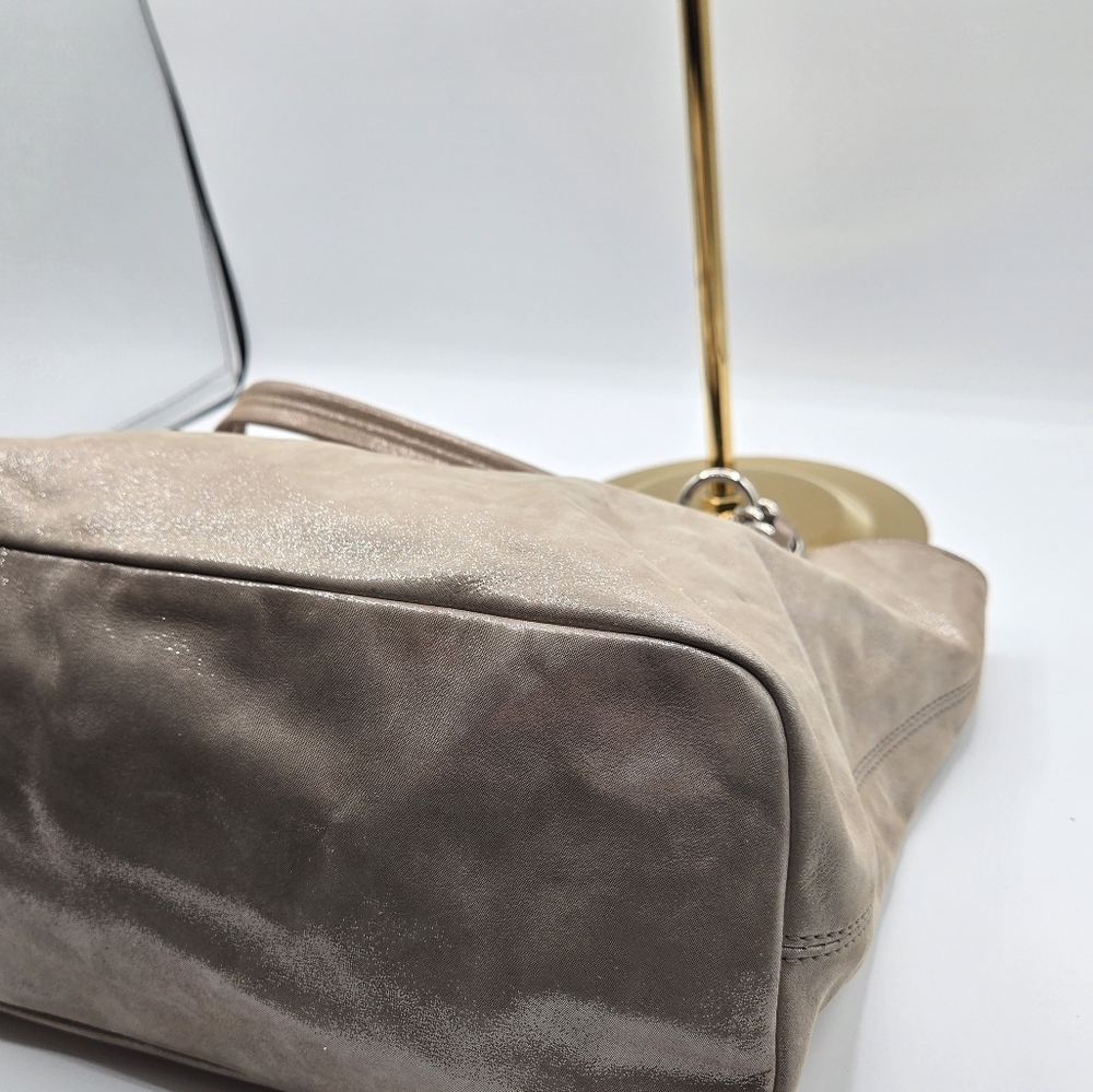 COACH Chelsea East West Beige Shimmer Patent Leather Shoulder Tote Bag - Picture 12 of 15